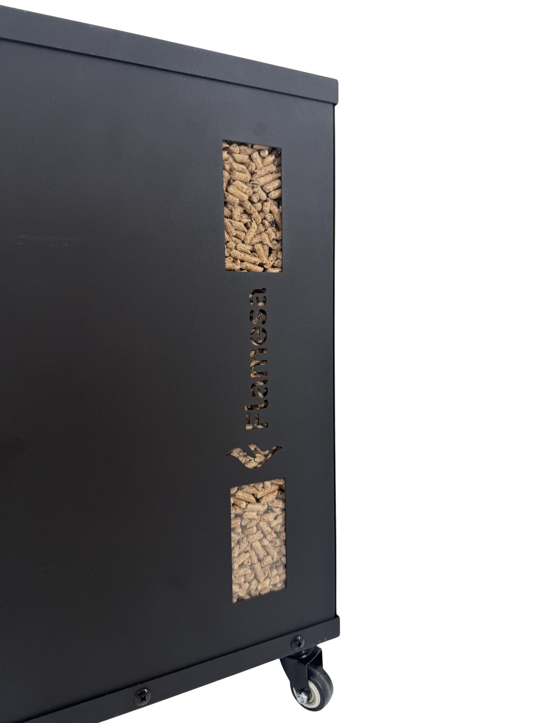 Bac de stockage pour pellets sur roulettes | Flamesa®