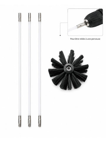 Brosse de nettoyage pour vitre de poêle à pellets | 120 cm | 3 parties