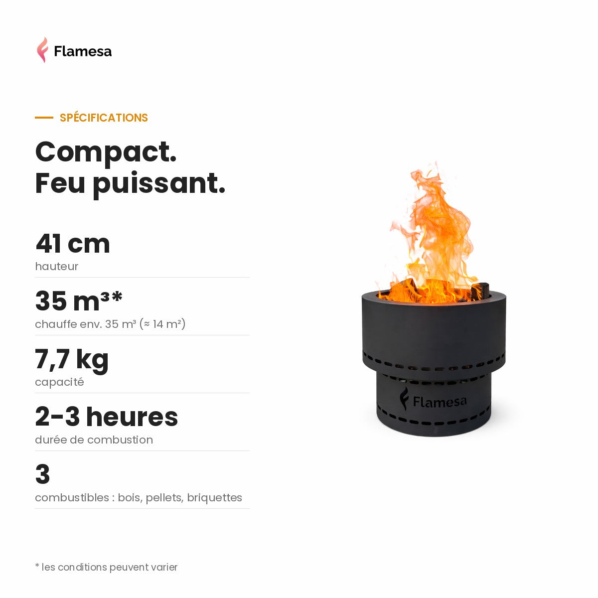 Flamesa Flame: présentation des dimensions et caractéristiques